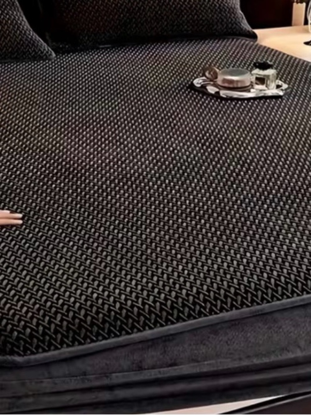 Textured Black Mattress Topper / Protective Cover